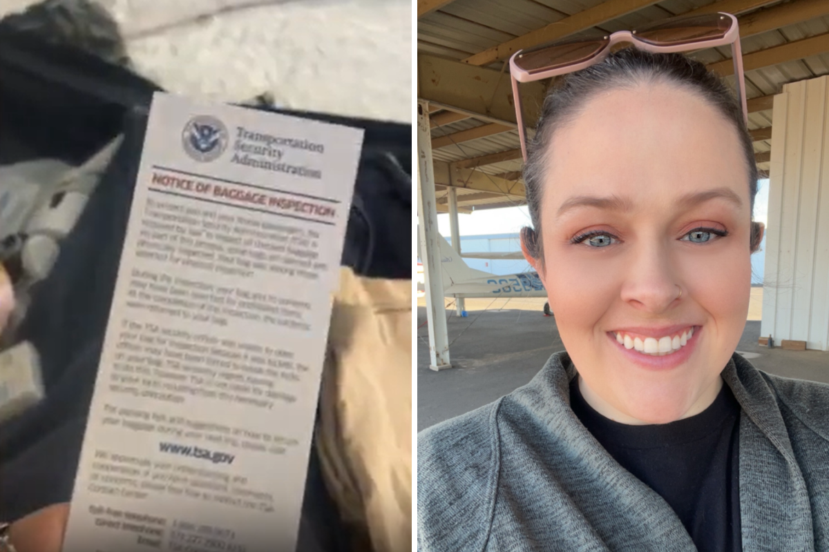 TSA note in bag