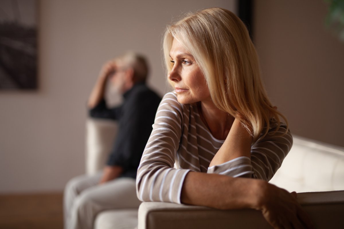 Stock image of distressed woman.