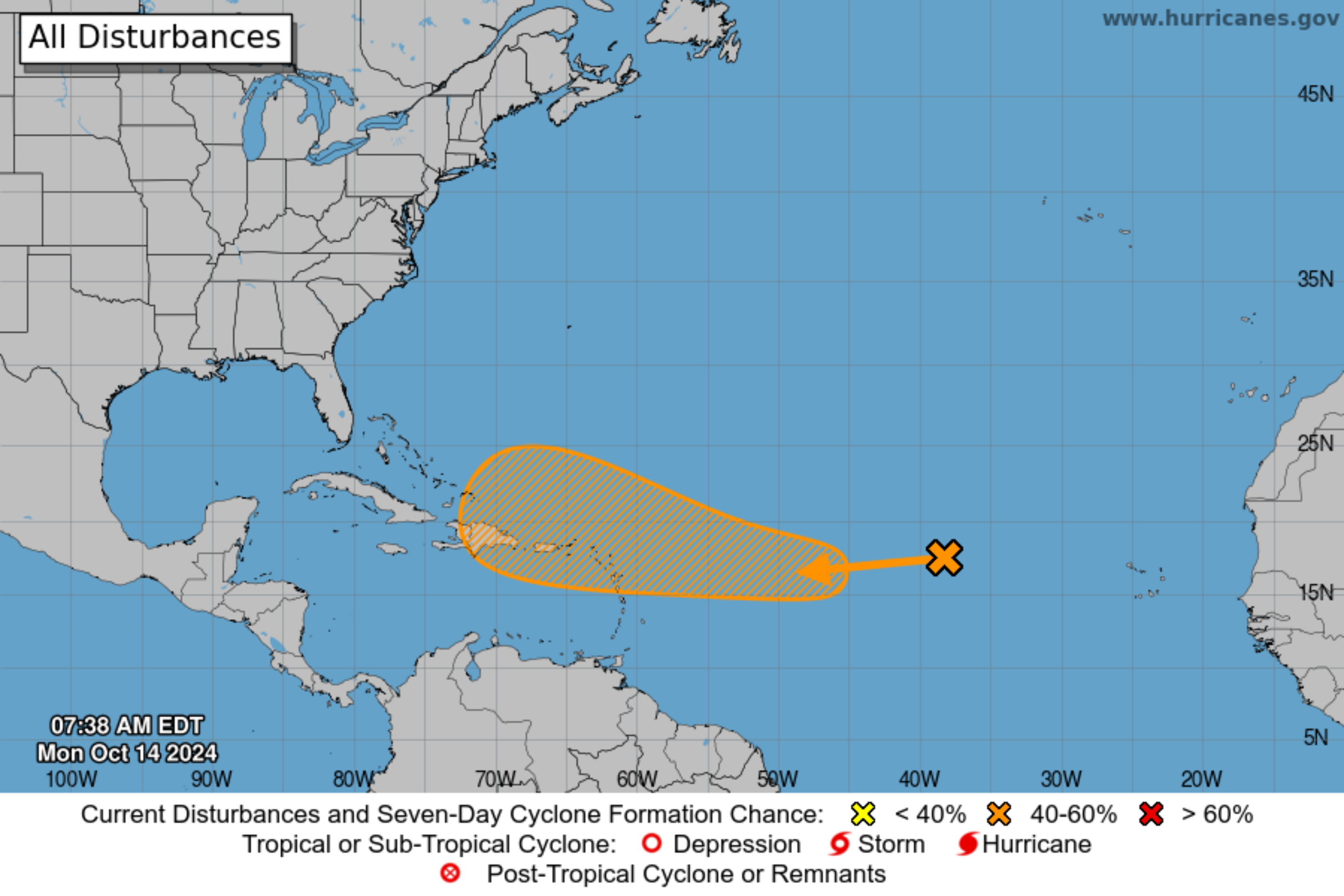 Potential Tropical Storm Nadine Path, track as it approaches Florida