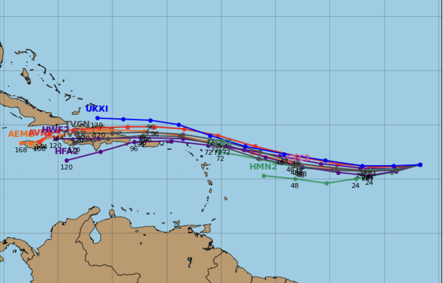 Potential Tropical Storm Nadine Spaghetti Models Show Chances of