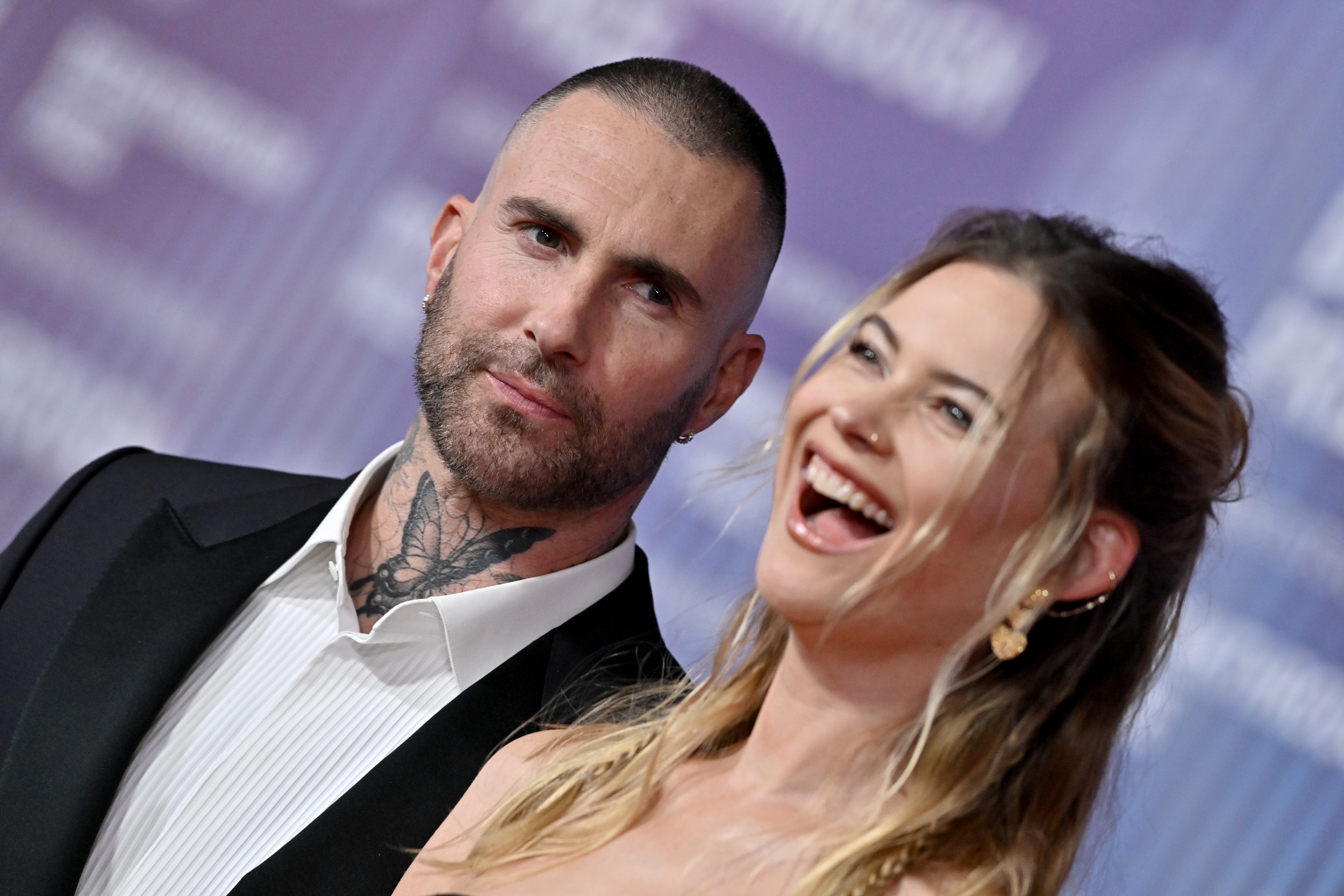 Adam Levine Supports Behati Prinsloo at Fashion Show