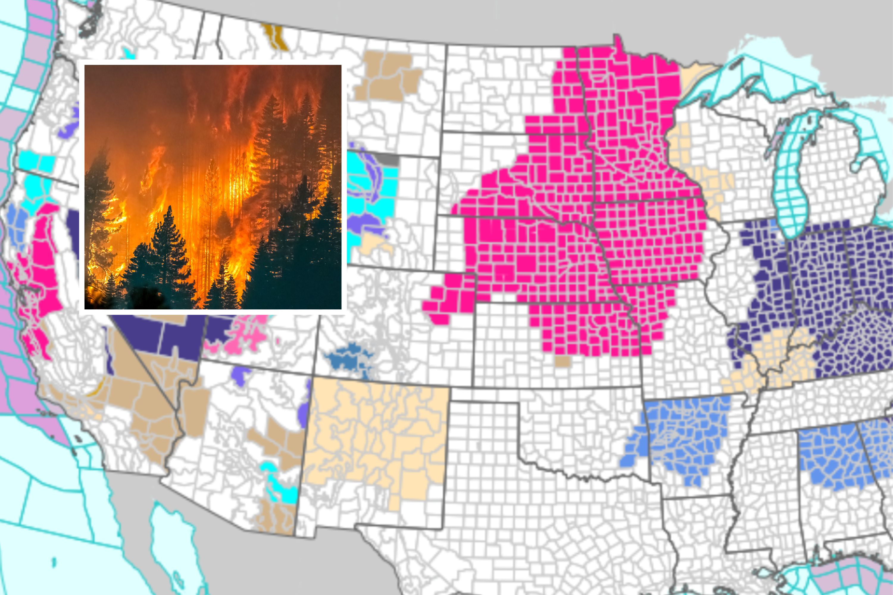 Map Shows Red Flag Fire Warning For California And Midwest States ...