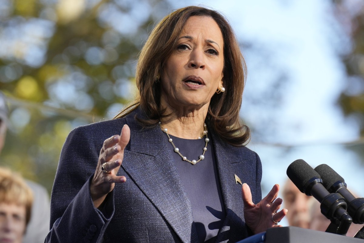 Kamala Harris speaks at a campaign rally 