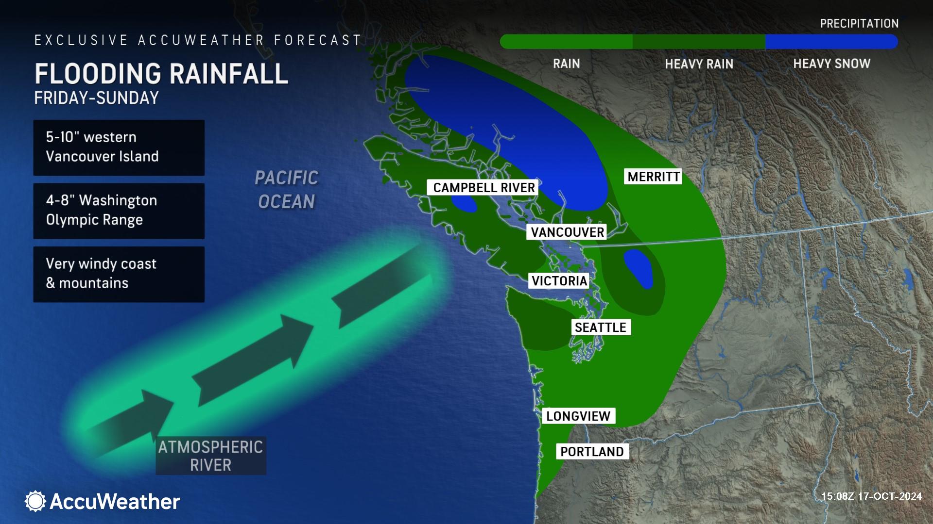 Atmospheric River Forecast Map Shows Heavy Snow, Rain for West Coast