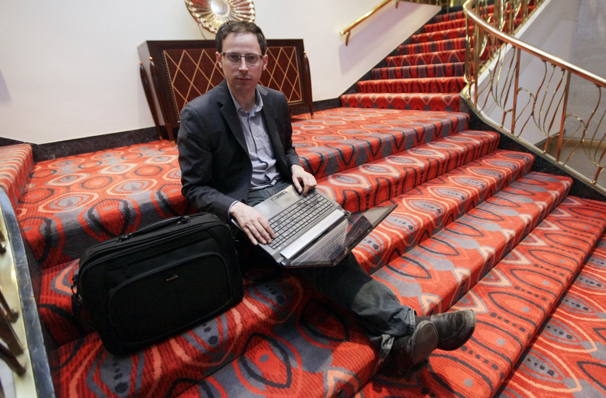 Nate Silver In Chicago Hotel on Laptop