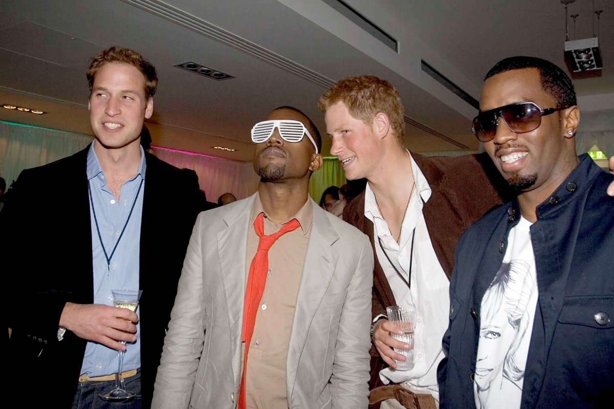 Prince William, Harry with Diddy, Kanye West