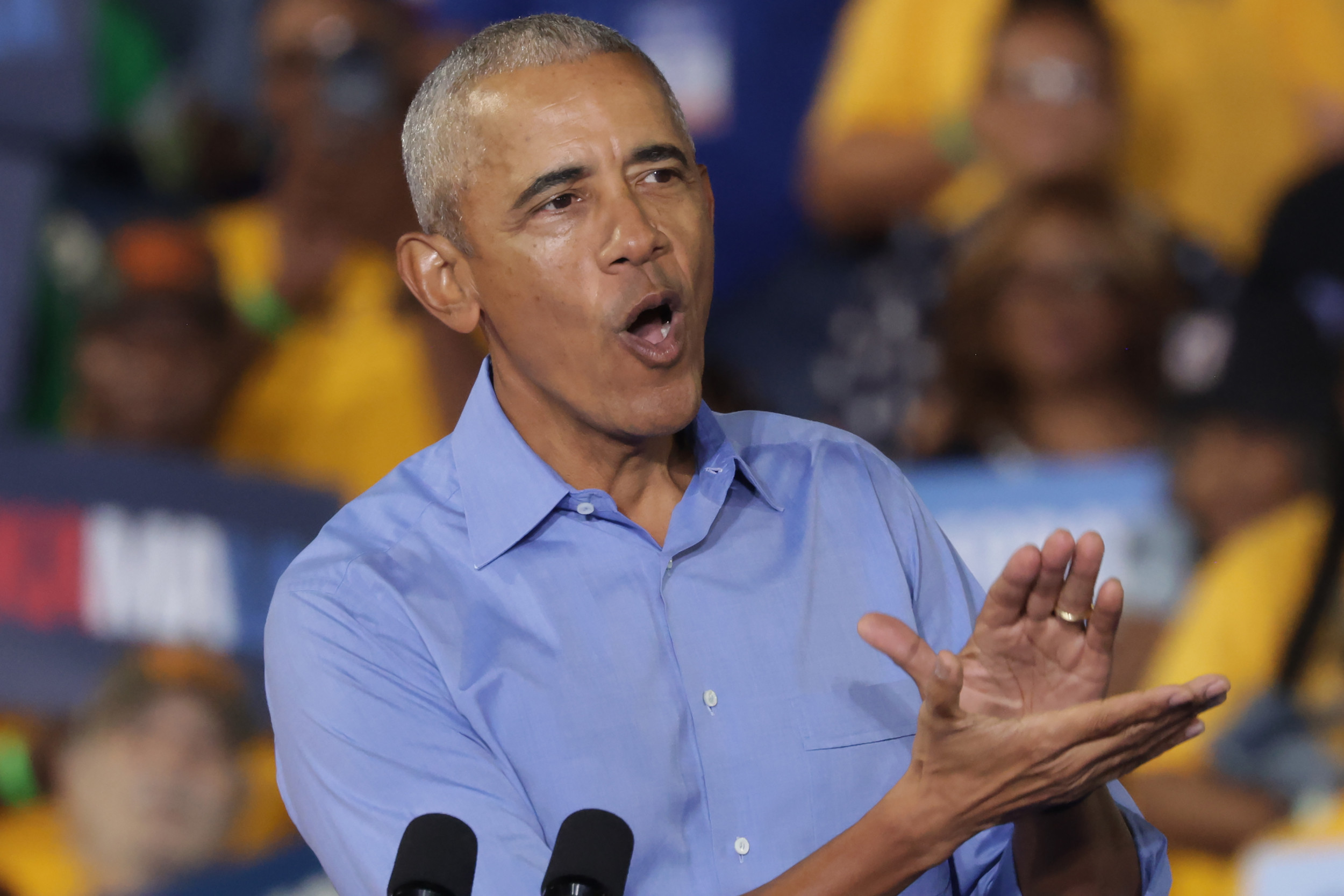 Obama Takes a Swing at Trump’s ‘Word Salad’ During Fiery Campaign Stop