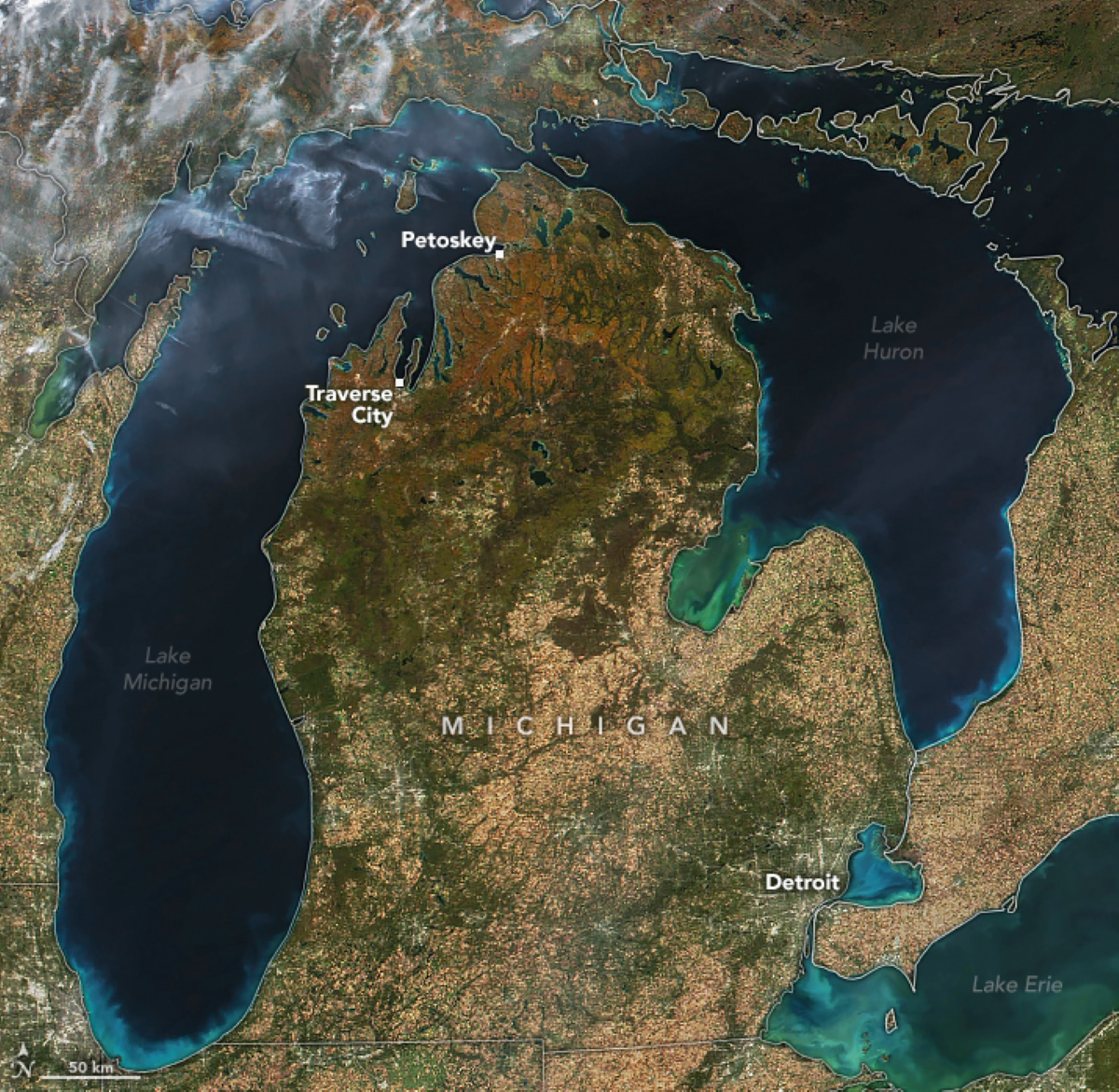 “Stunning Fall Colors of Michigan Seen from Space”