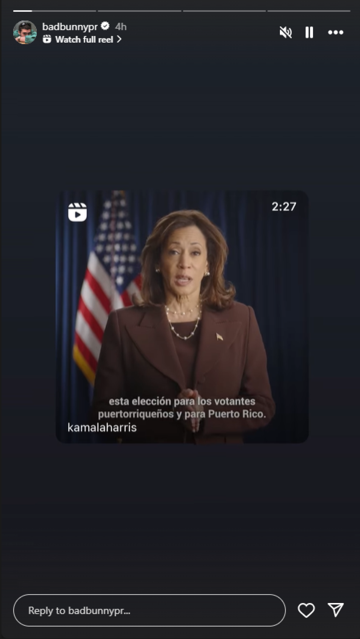 Kamala Harris Bad Bunny Instagram