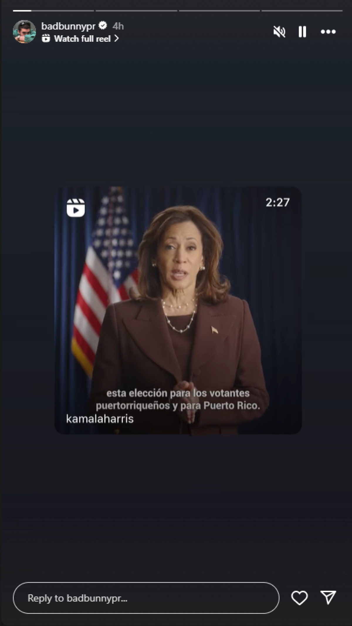 Bad Bunny Backs Kamala Harris With Instagram Post of Puerto Rico Video