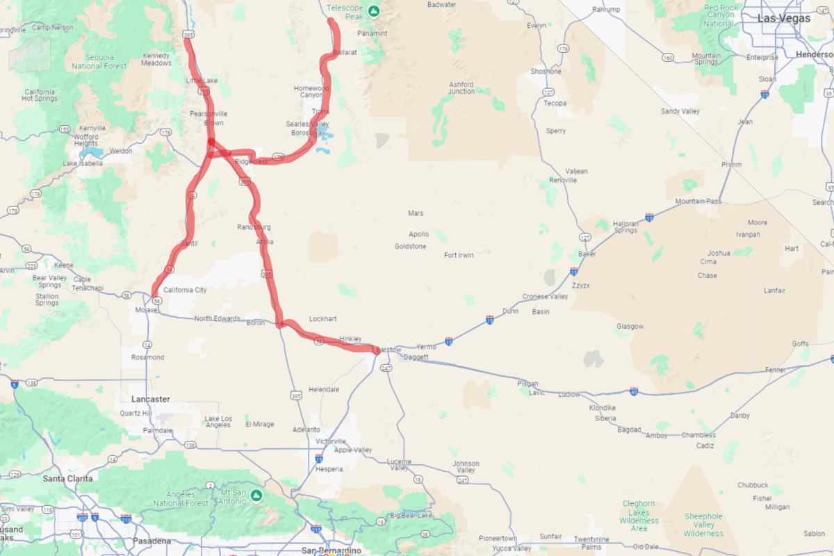 California Map Shows Highways Where Wind Could 