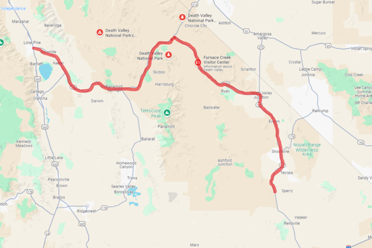 California highway map high wind