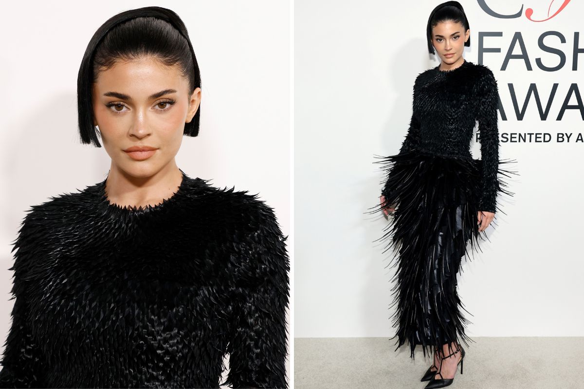 Kylie Jenner Stuns in Feather-Covered Dress at CFDA Awards Red Carpet