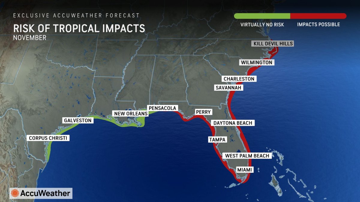 Map showing tropical storm risk