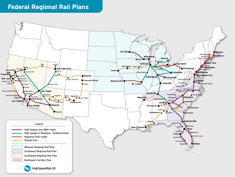 US High-Speed Rail Map Shows How New Plans Might Work