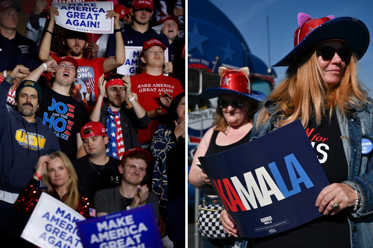 Pennsylvania Trump and Harris supporters