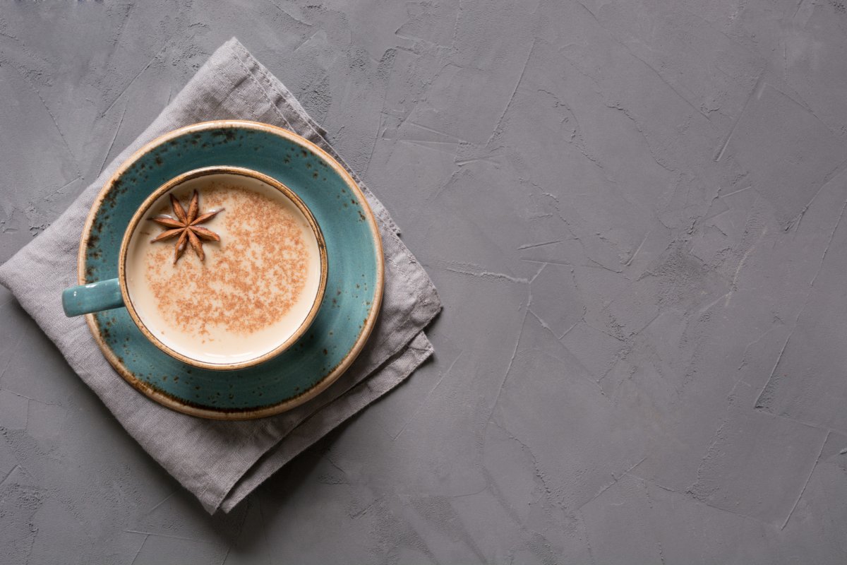 Indian masala chai in a blue cup 