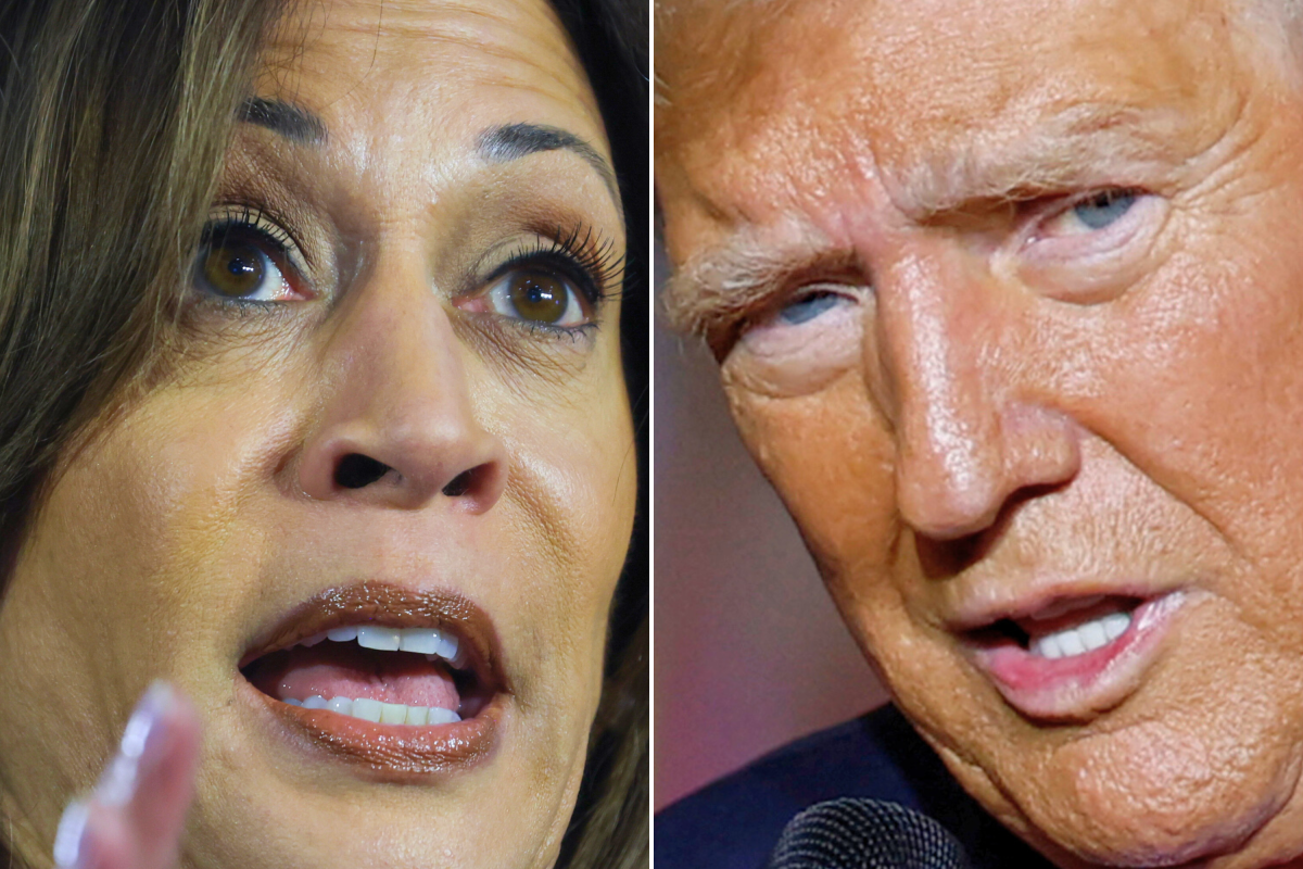 Kamala Harris Donald Trump close up