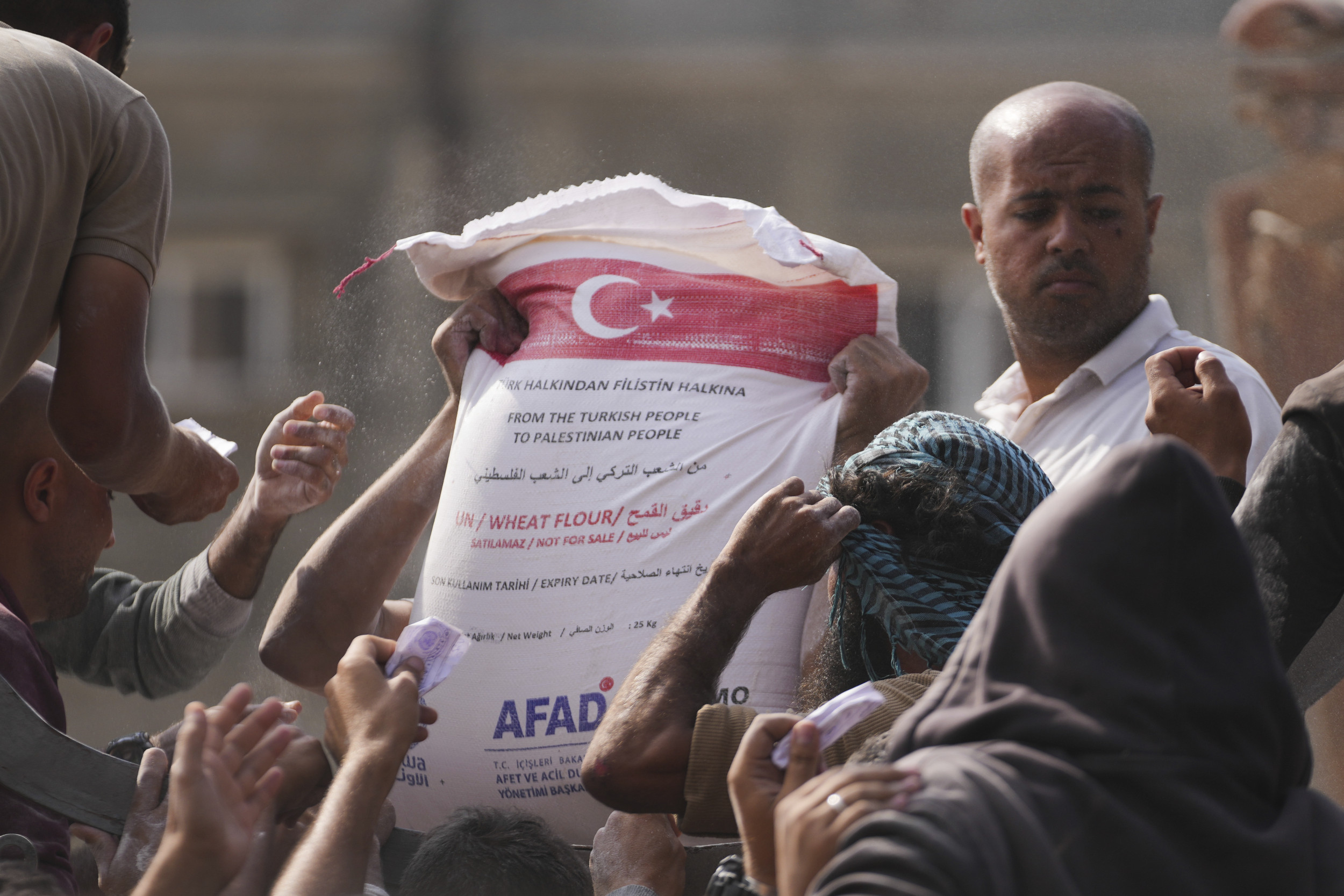 Photo: Aid delivered by UNRWA, the U.N. agency helping Palestinian refugees, in the Gaza Strip. (Abdel Kareem Hana/AP) 