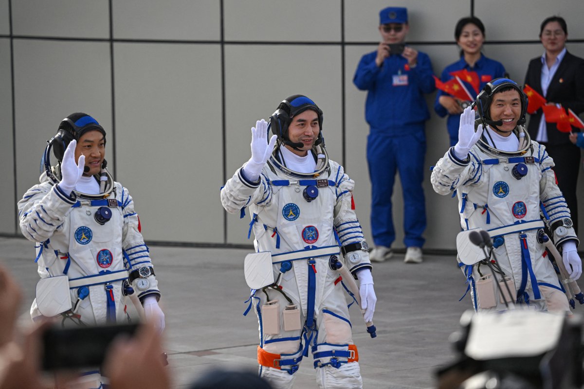 Three Chinese astronauts from the Shenzhou-18 mission