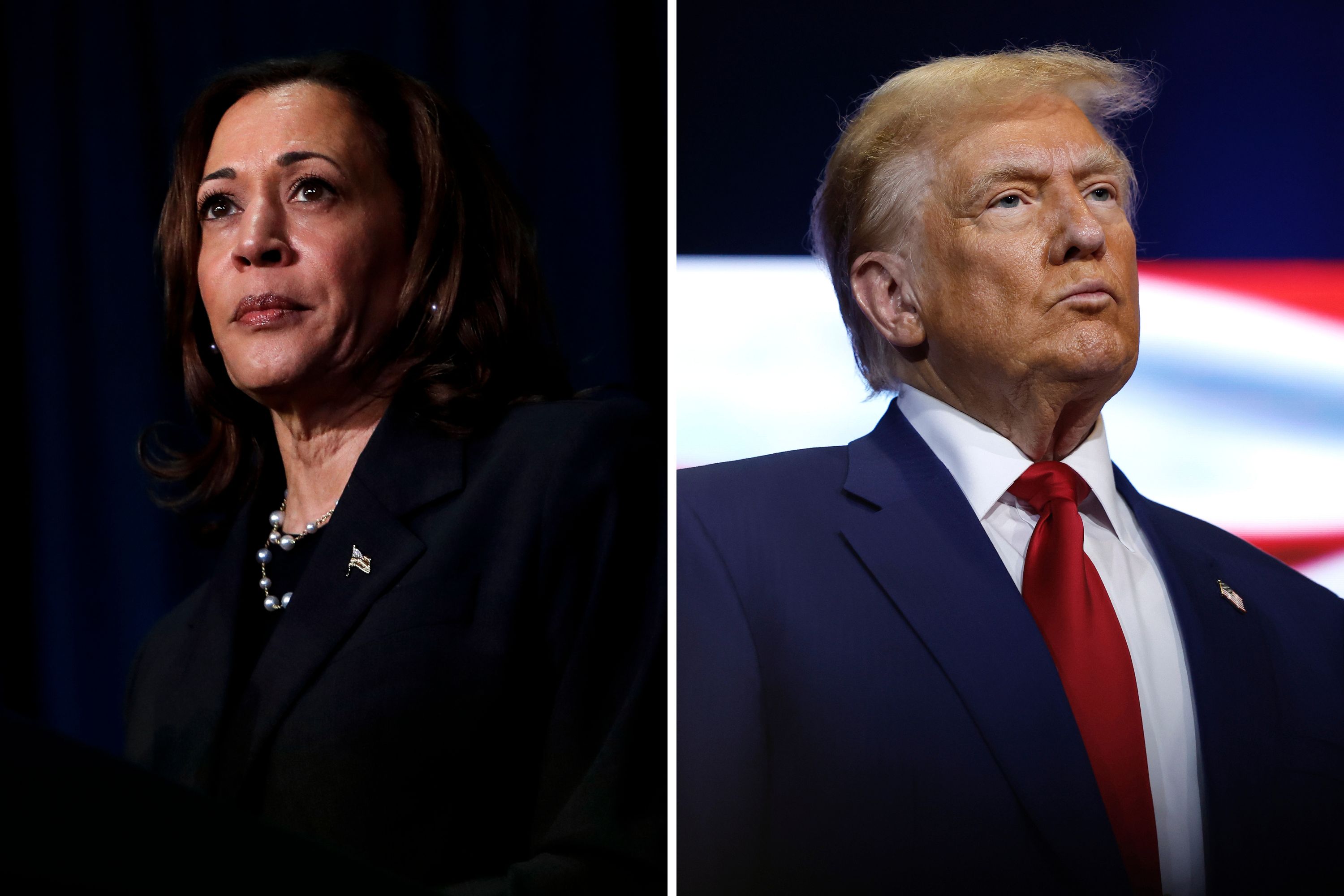 Photo: Vice President Kamala Harris in Kalamazoo, Michigan and former President Donald Trump in Zebulon, Georgia. (Getty Images) 