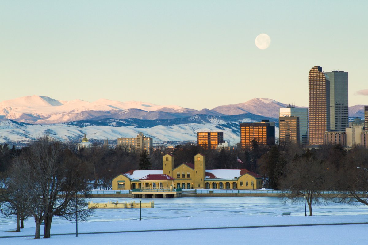 Downtown Denver, Colorado, in snow