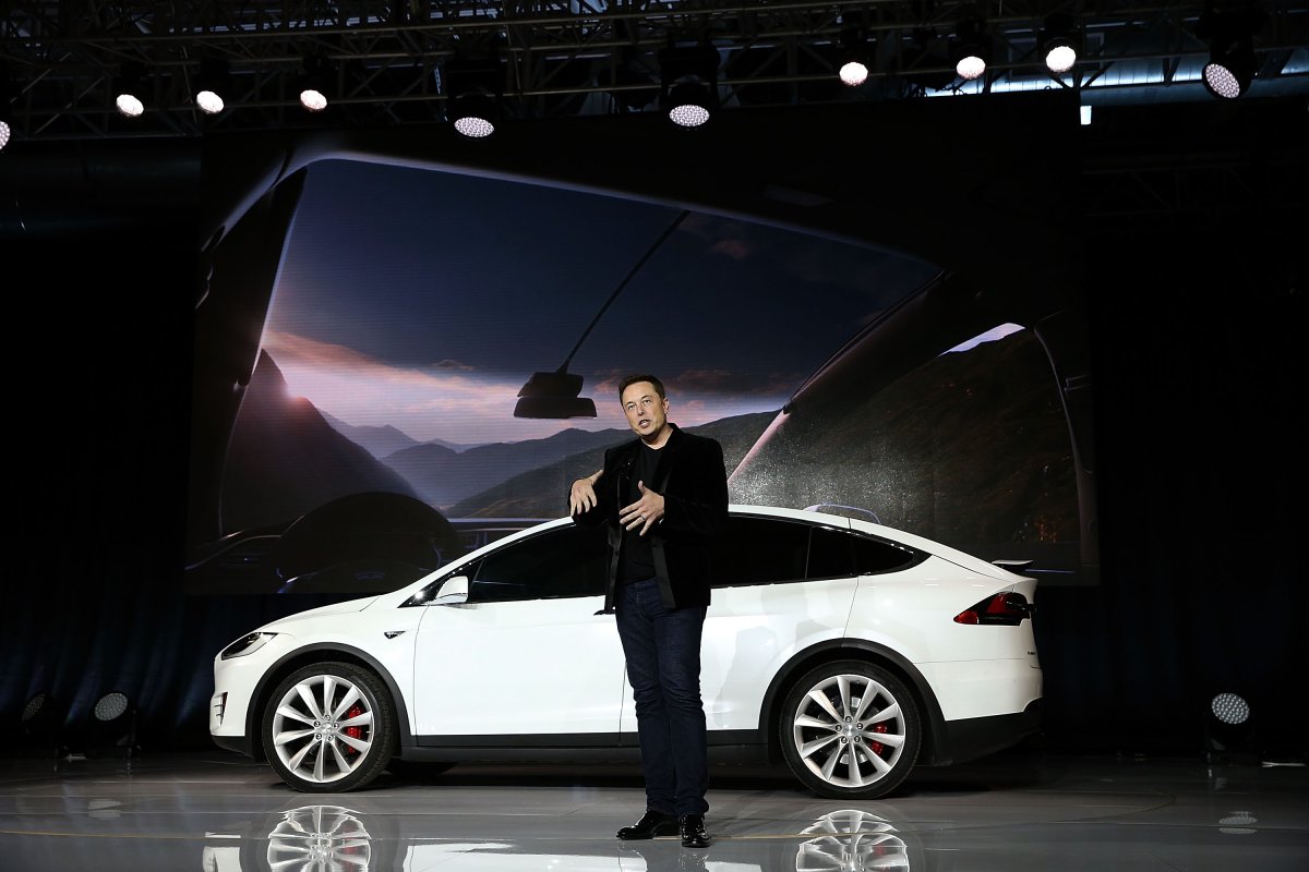 Elon Musk in front of a Tesla.