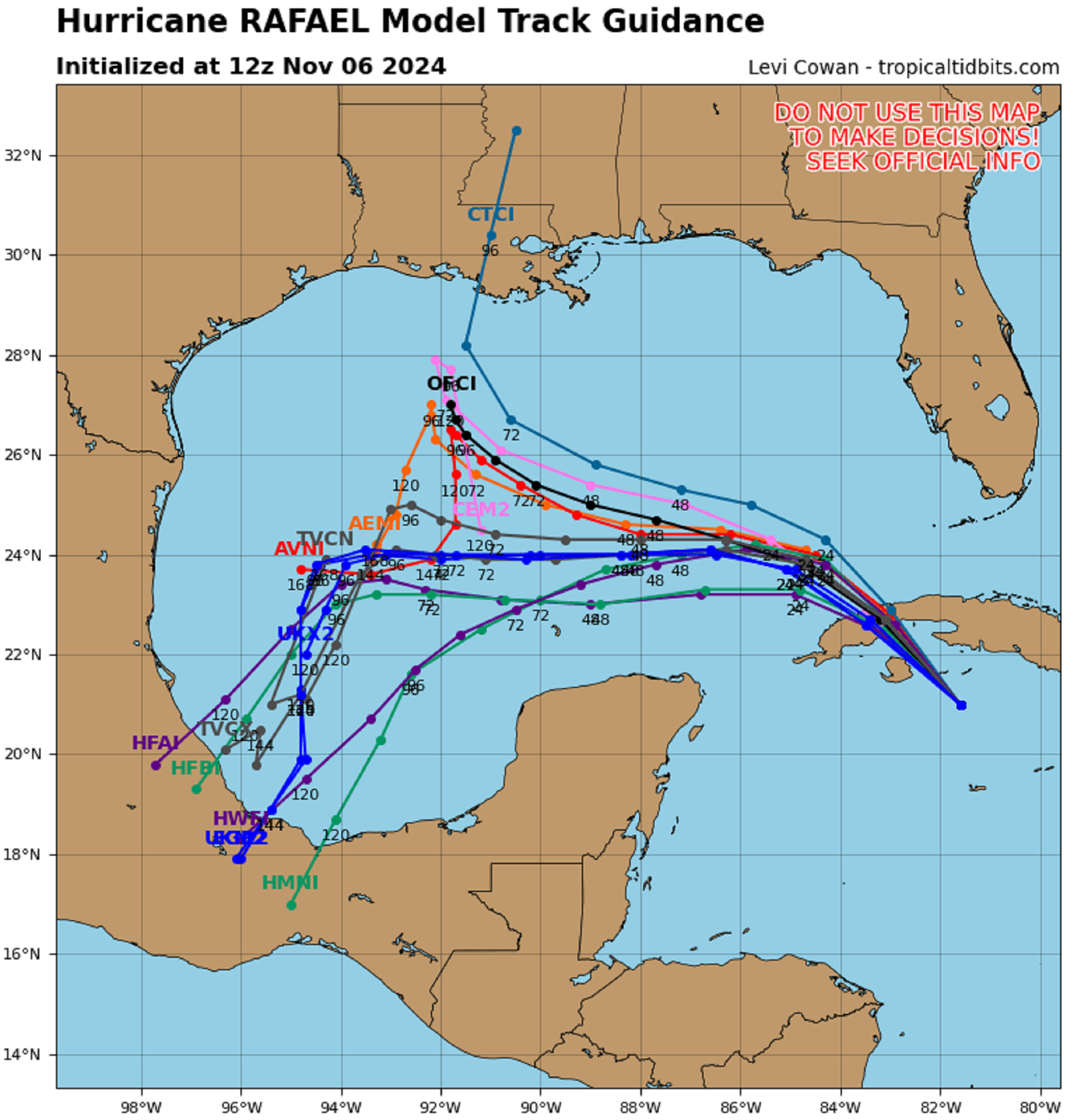 Hurricane Rafael Spaghetti Models as Florida Warned of Storm Conditions