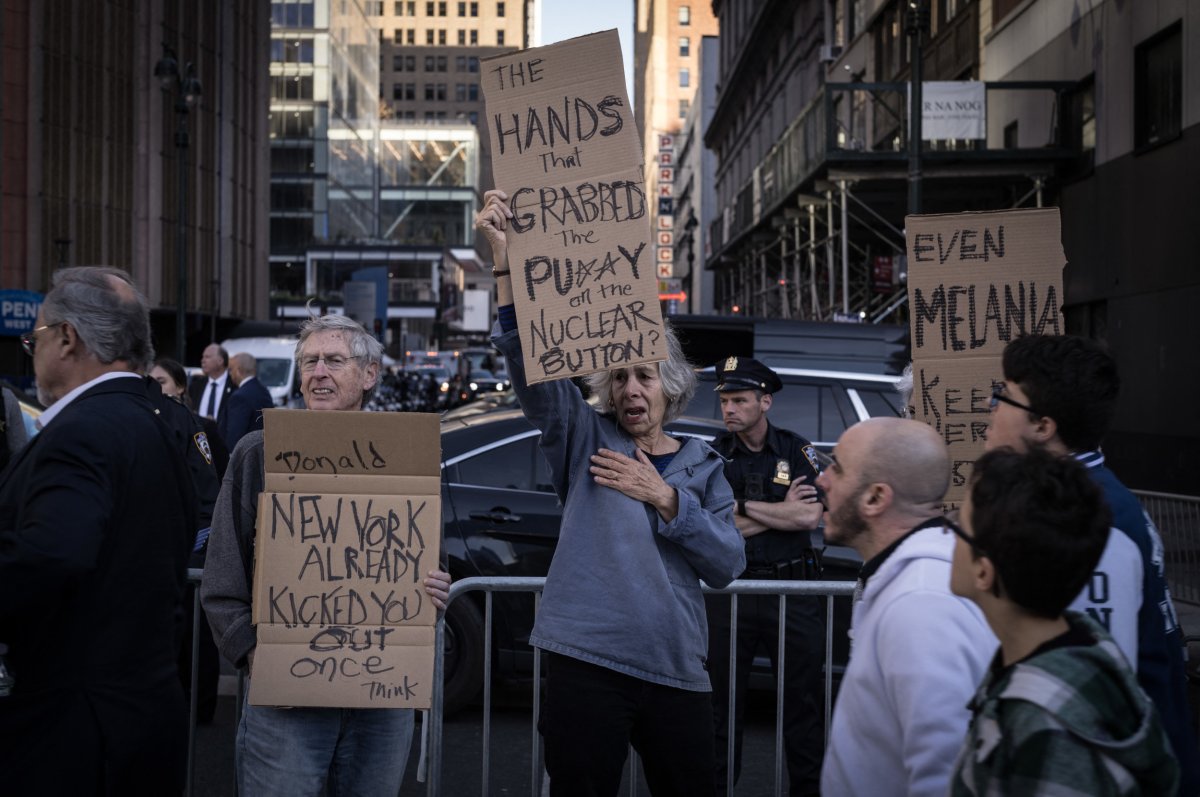 People demonstrate during a "Resist Facism" protest 