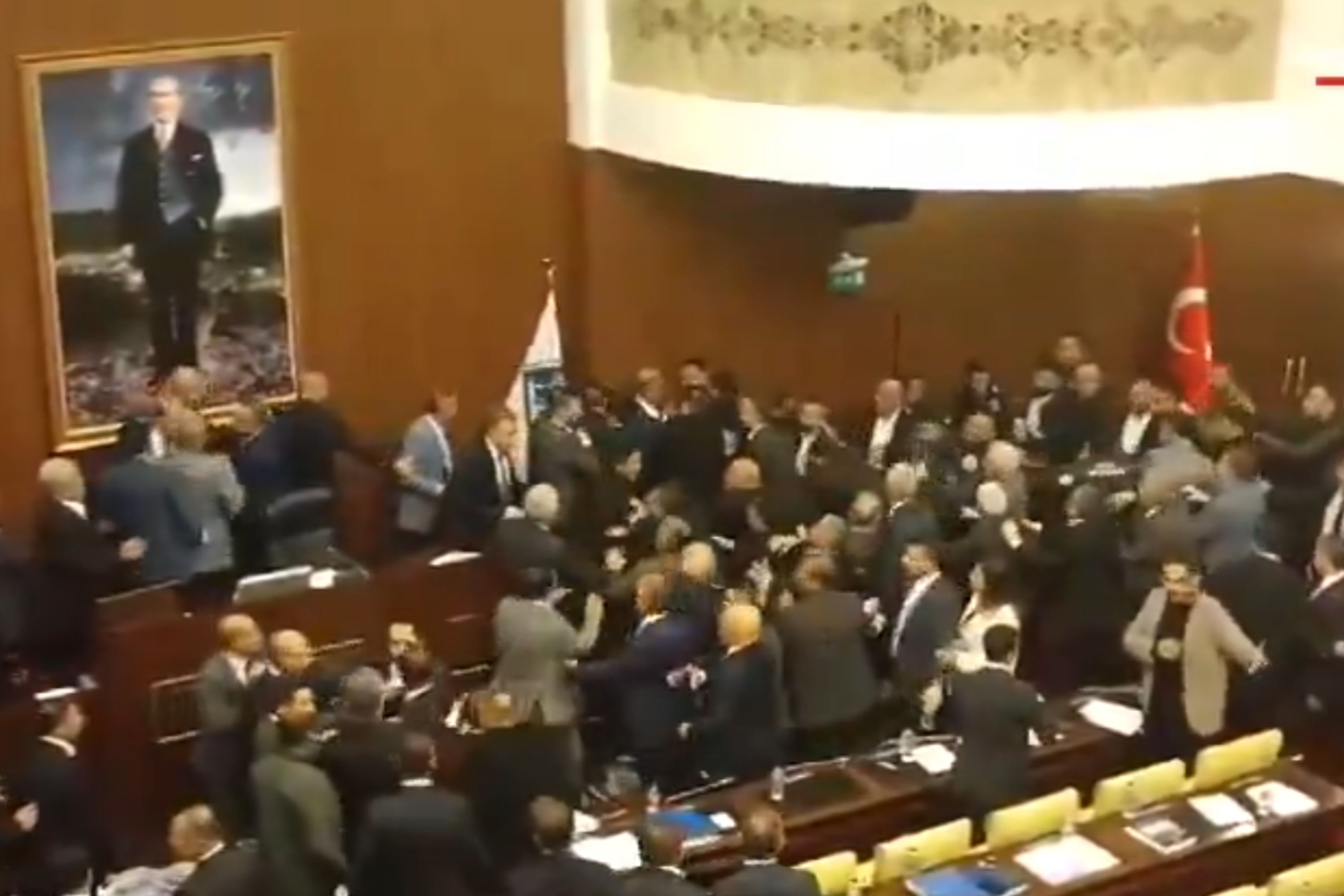 Watch: Politicians’ wild brawl in debating chamber of Turkish capital