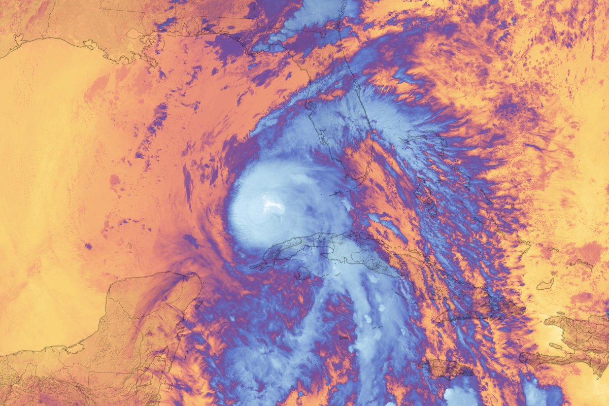 False color image of Hurricane Rafael