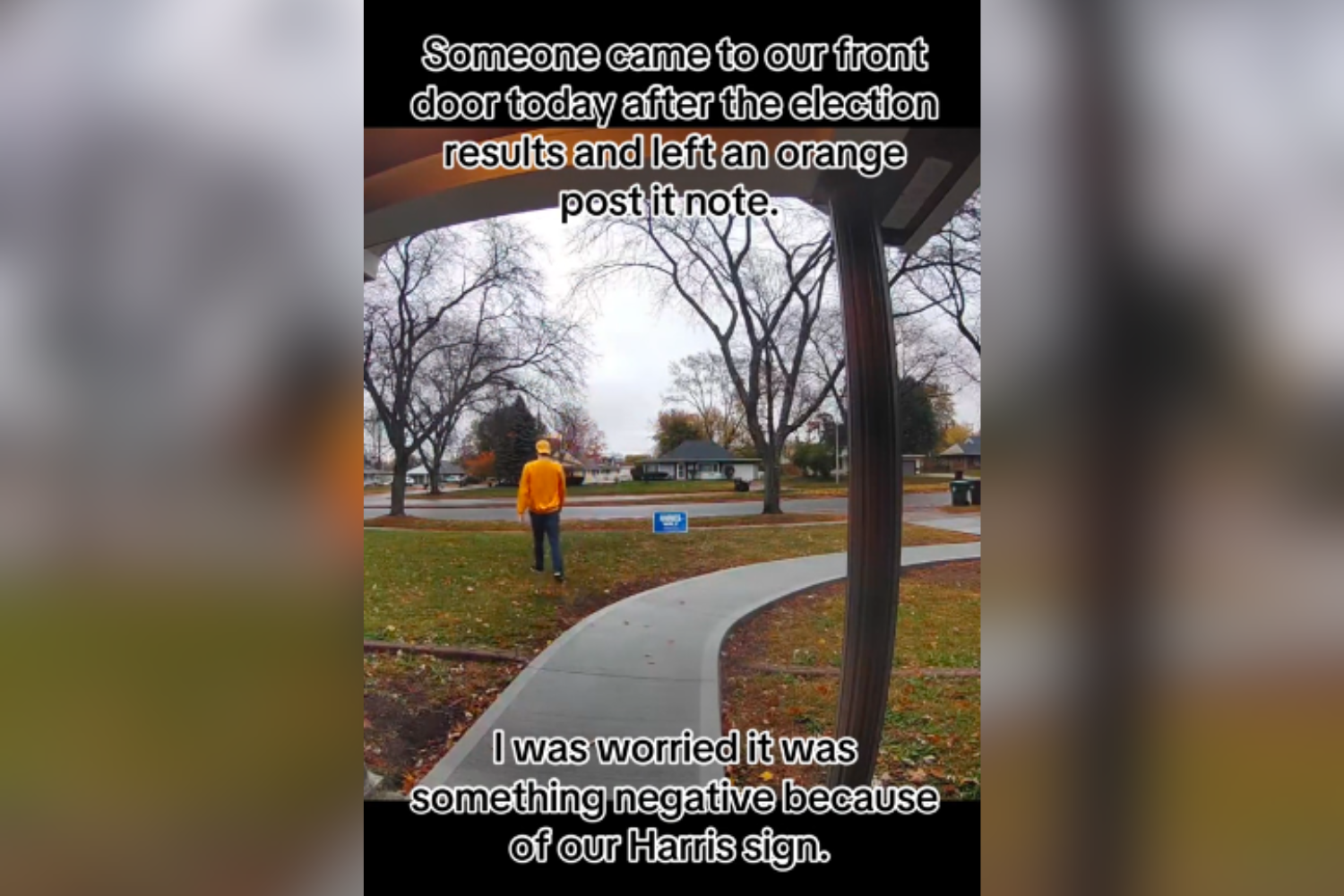 Note Left on Harris Sign in Supporter's Front Lawn Goes Viral—'Made Me