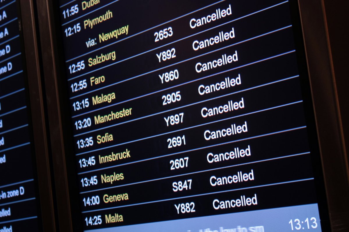 Flights canceled airport board. 