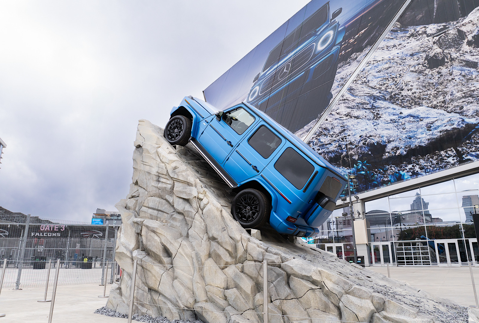 Five G-Wagons are purposefully perched across the world