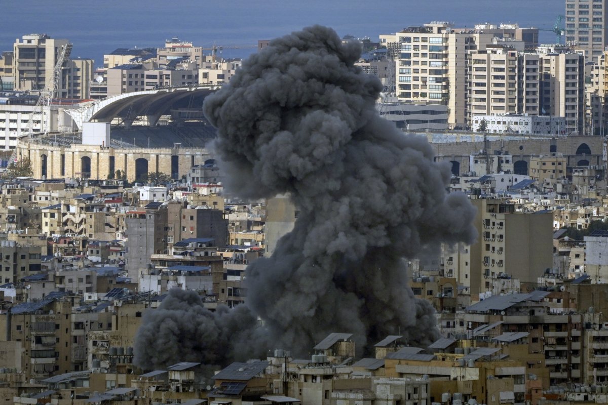 Smoke rises after an Israeli airstrike on Beirut