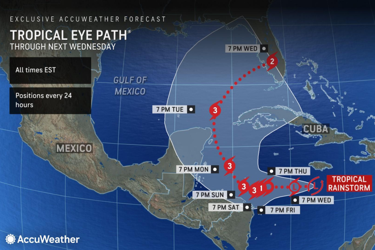 Potential Tropical Storm Sara Path as Chances 