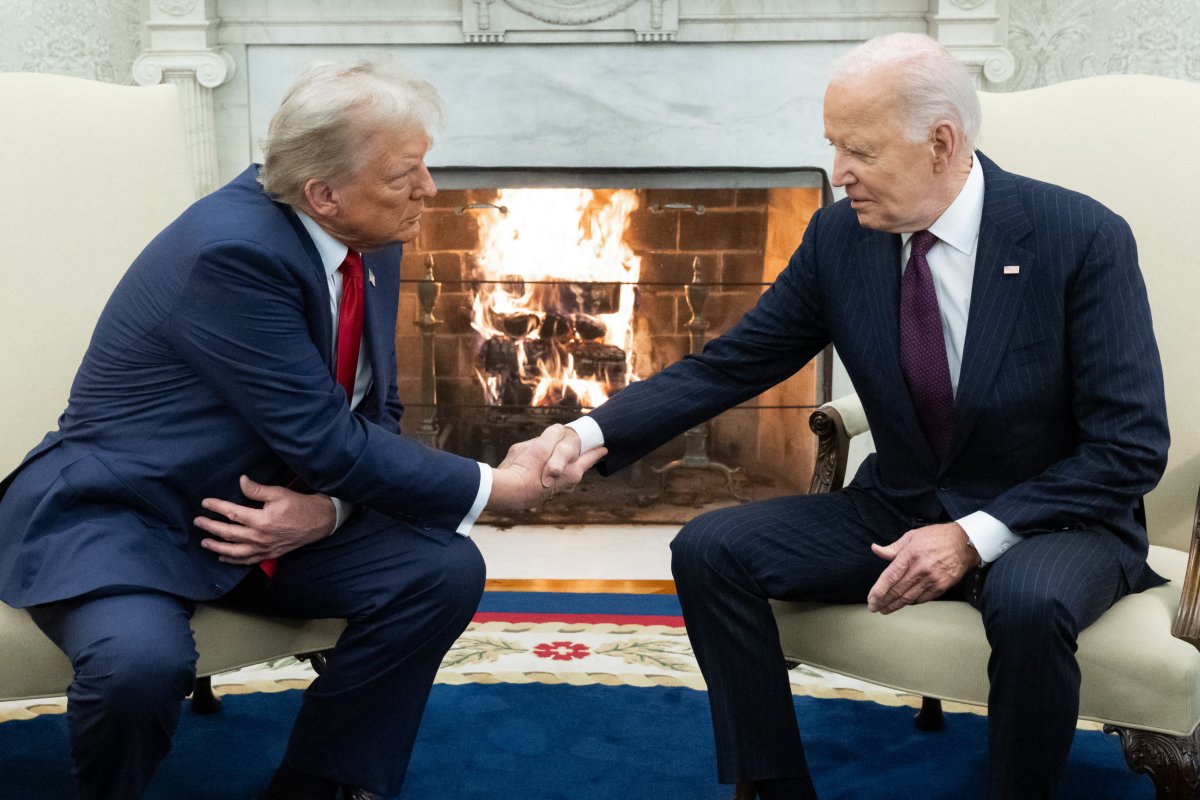 Donald Trump and Joe Biden shaking hands