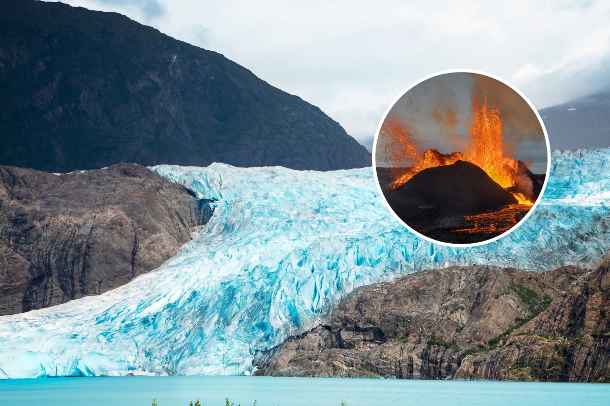 glacier and volcano