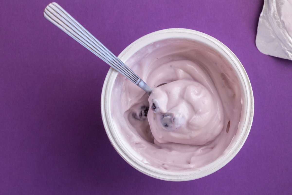 Yogurt cup with blueberry yogurt