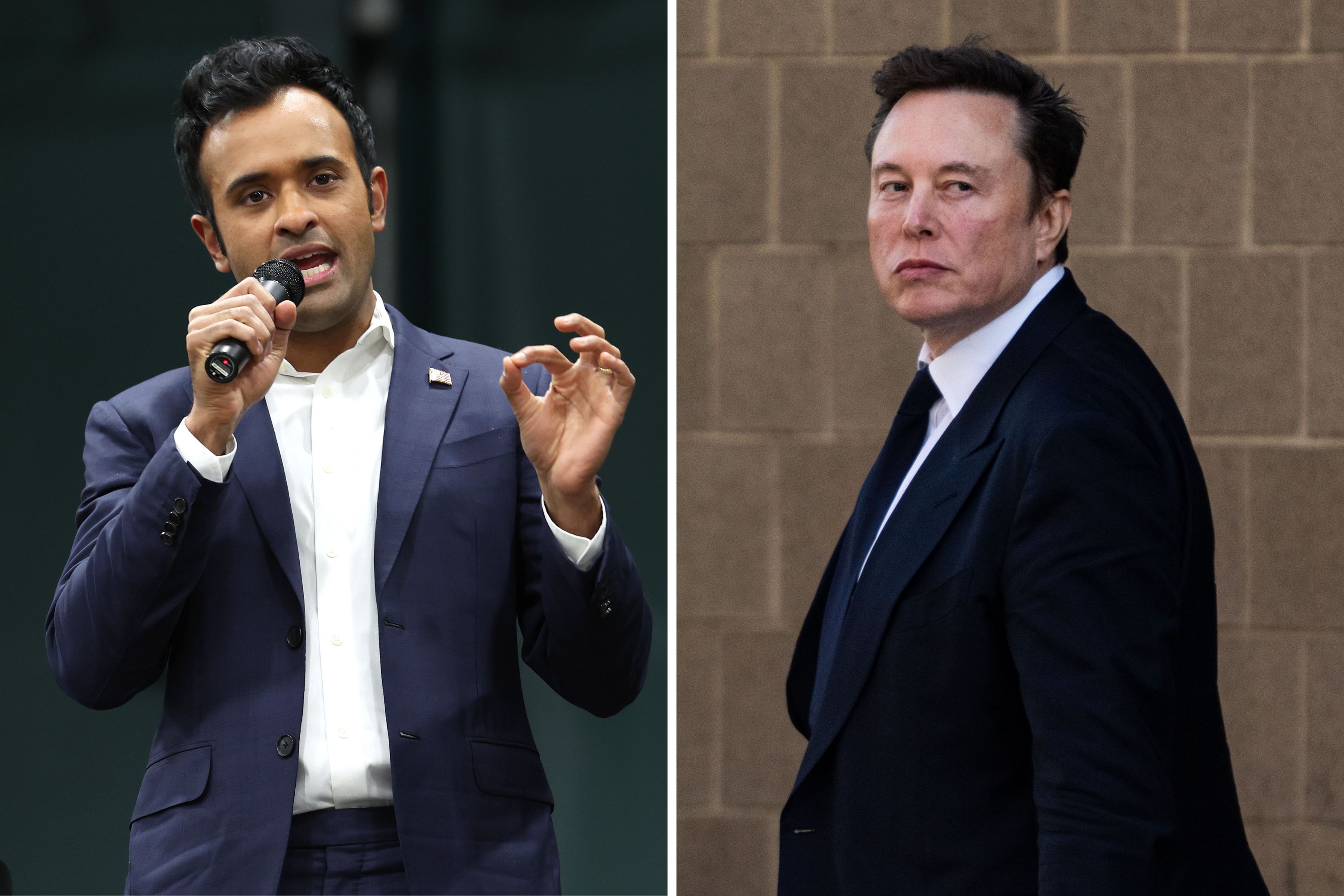 Photo: Vivek Ramaswamy, Elon Musk. (Getty)