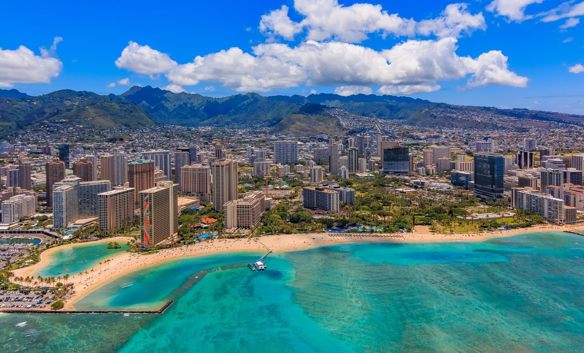 Waikiki Beach in Honolulu, Hawaii. 