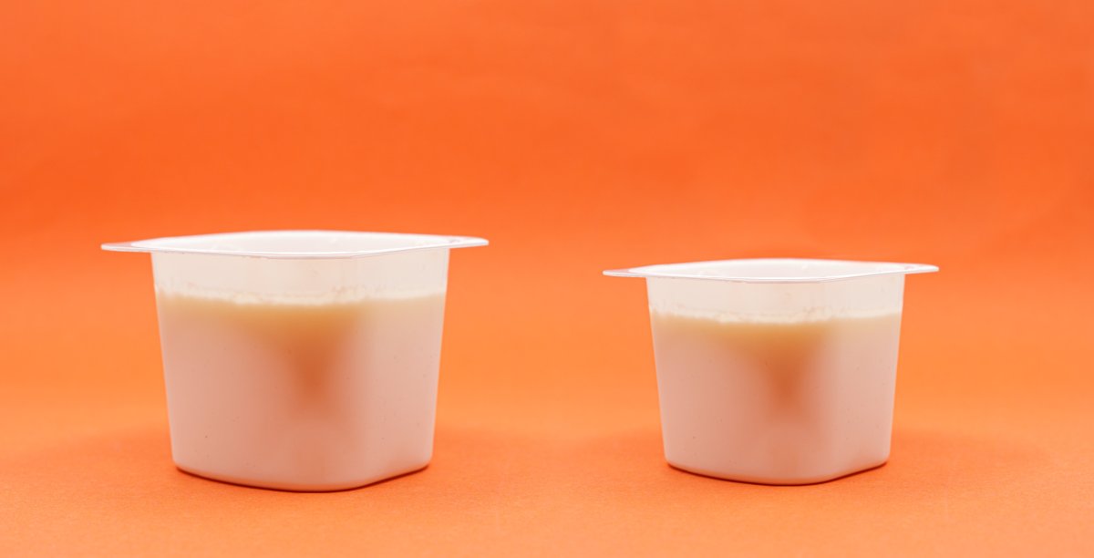 Reduced yogurt on an orange background