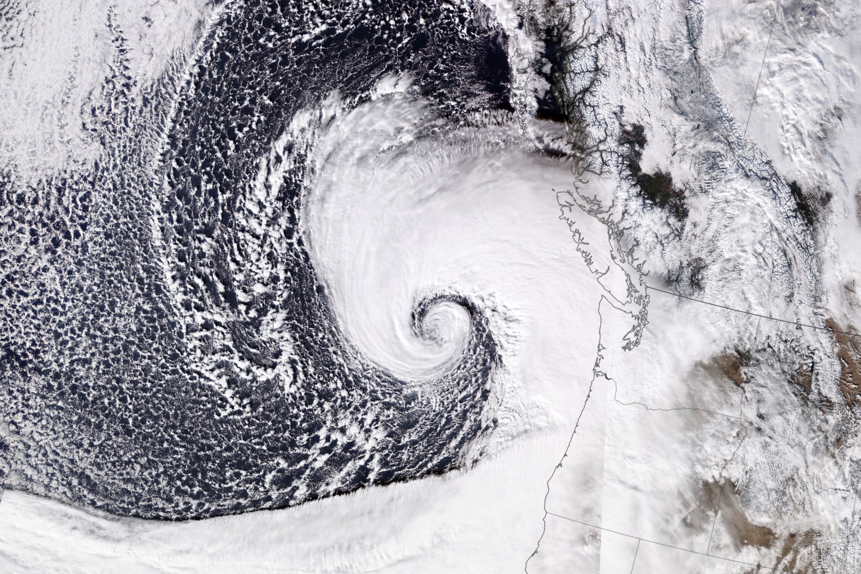 NASA Image Shows Swirling Power of Bomb Cyclone As It Hit Pacific ...