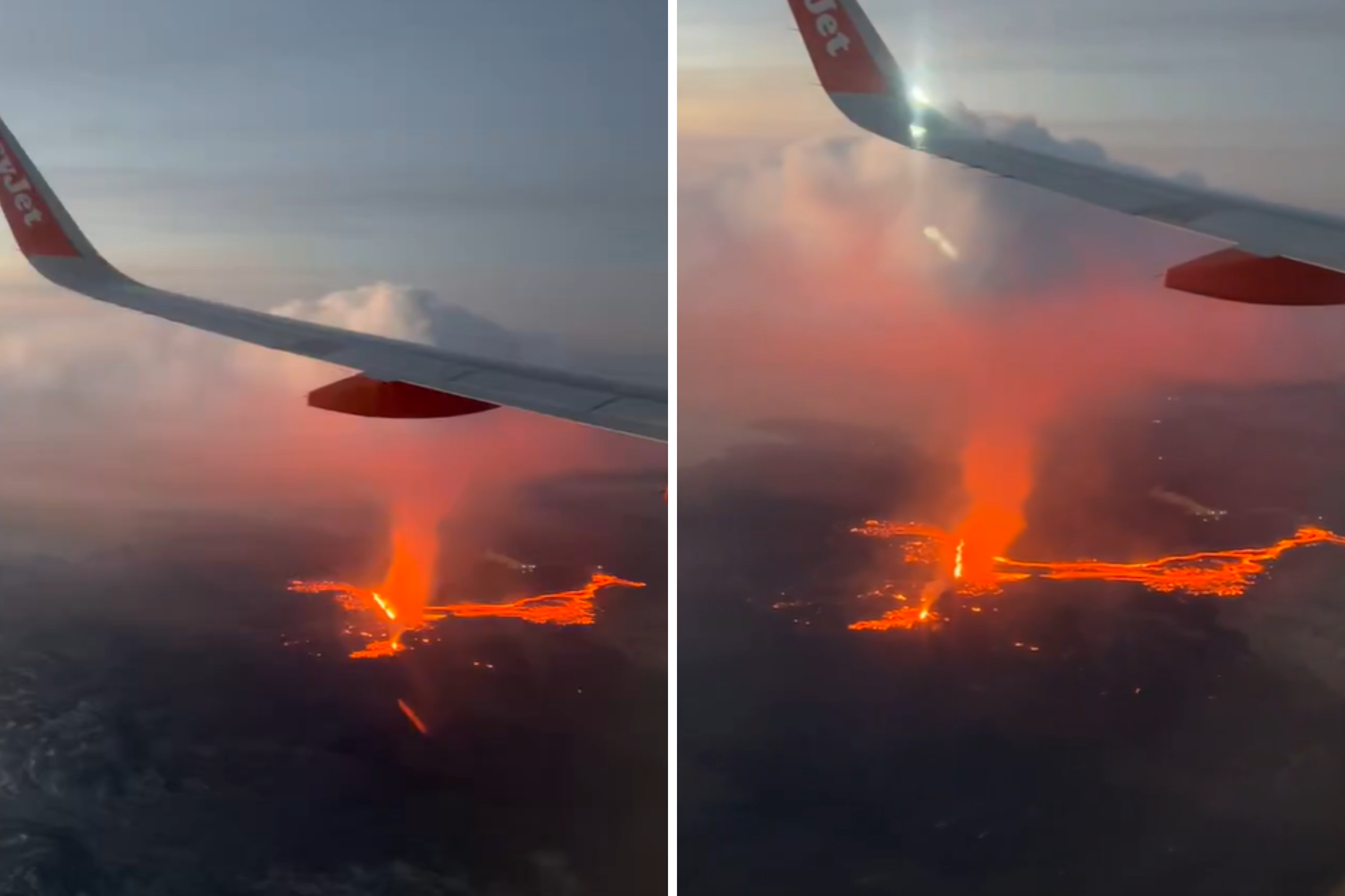 Iceland volcano erupting captured from plane window by passenger Newsweek