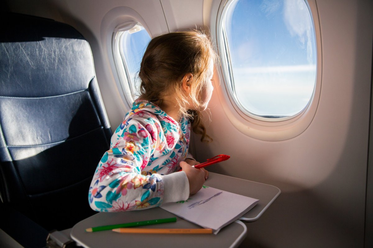 Little girl on a flight