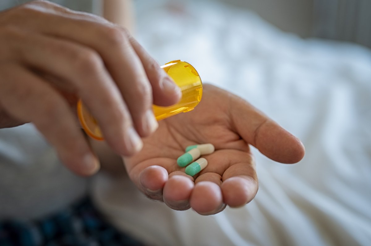 Man hand taking medicine