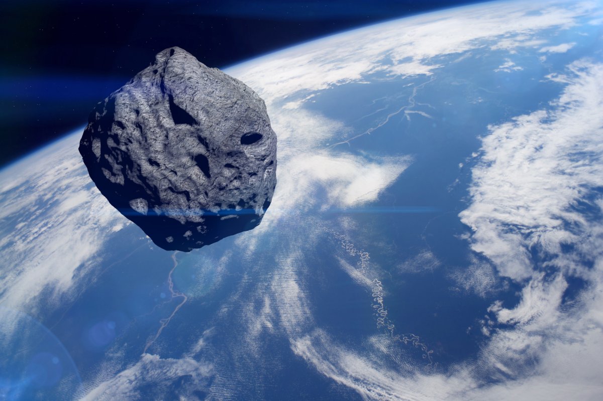 Asteroid approaching planet Earth