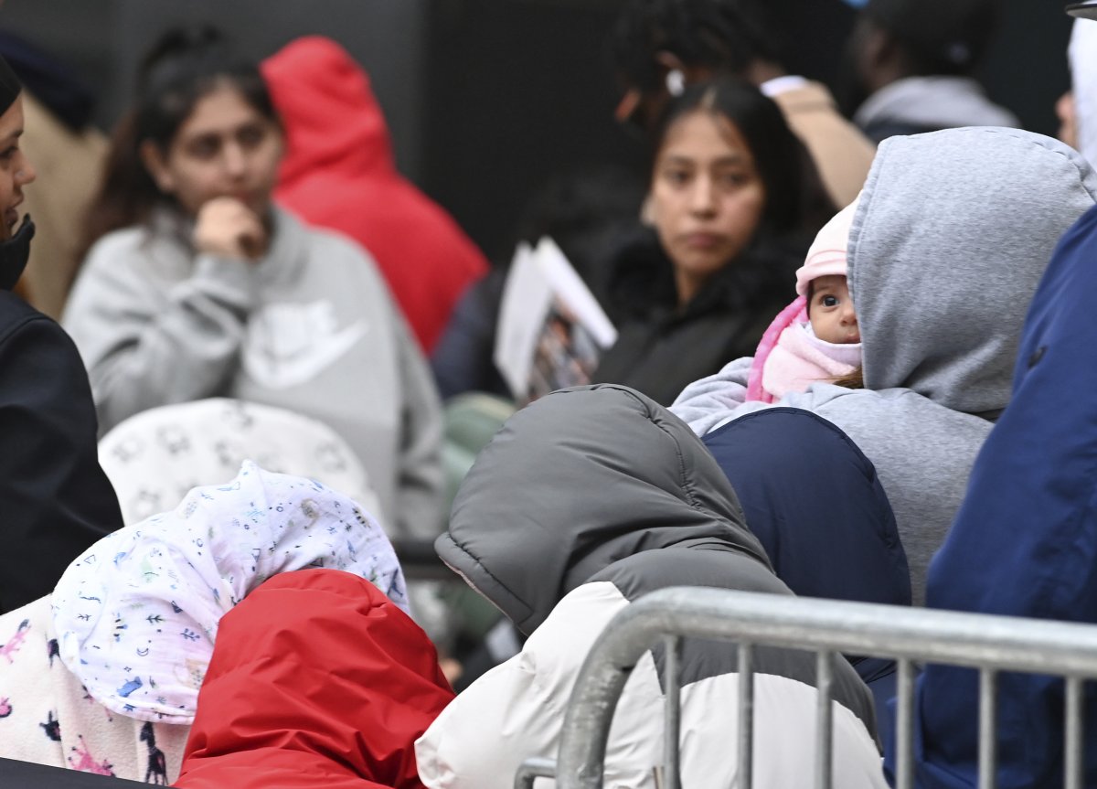 Immigrants waiting at ICE office NYC