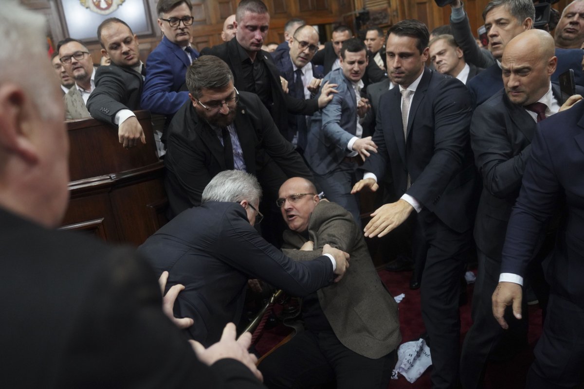 Serbia Parliament Fights Over Roof Deaths