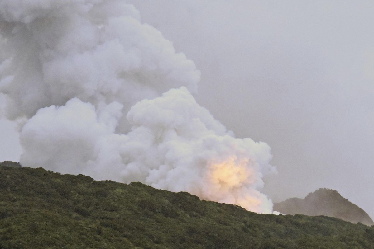 Smoke cloud after explosion in southern Japan